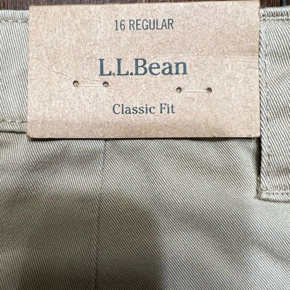 LL Bean Easy Pants Stretch Twill Khaki Pants Sz 16 NWT - Picture 10 of 12